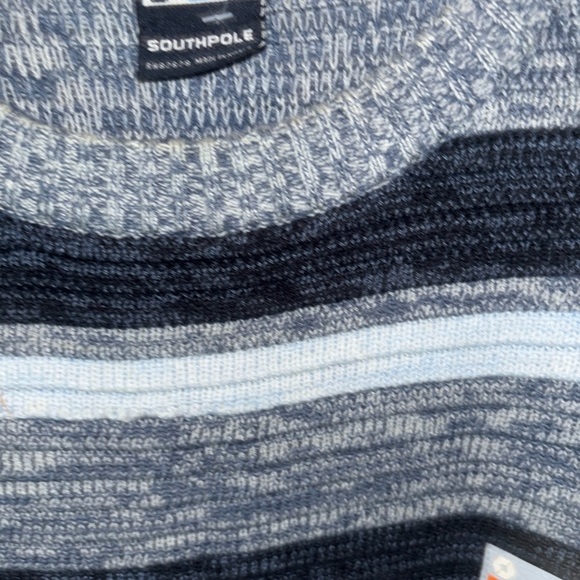 South Pole Men's Striped Crewneck Sweater in Black and Gray - Picture 2 of 15